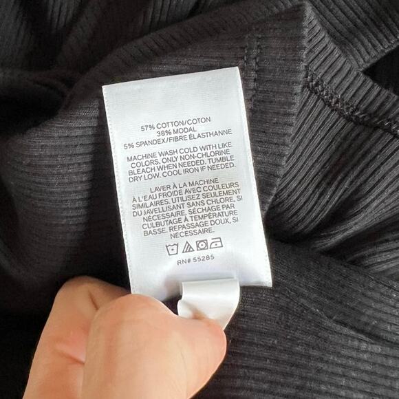 Express One Eleven Cotton Ribbed Black Tie Wrap Tank Top - Picture 5 of 8